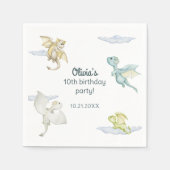 Magical Castle Cute Dragons Kids Birthday スタンダードカクテルナプキン (正面)