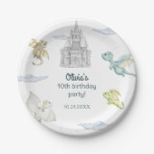Magical Castle Cute Dragons Kids Birthday ペーパープレート (正面)
