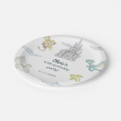 Magical Castle Cute Dragons Kids Birthday ペーパープレート (アングル)