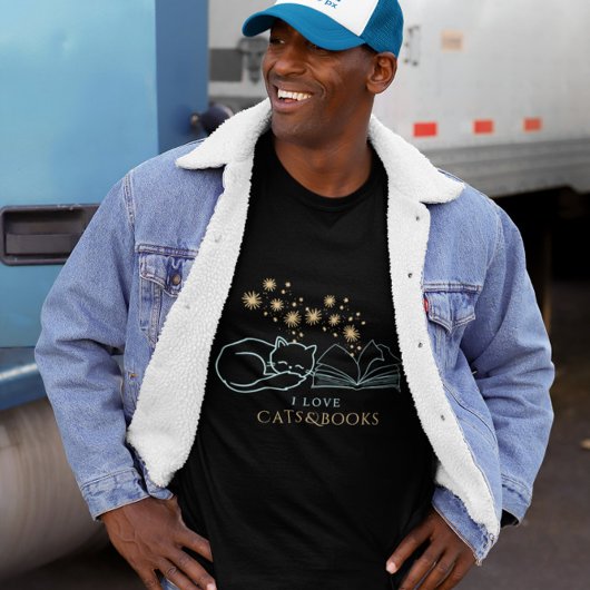 Magical Cat & Book Lover Night Art Tシャツ