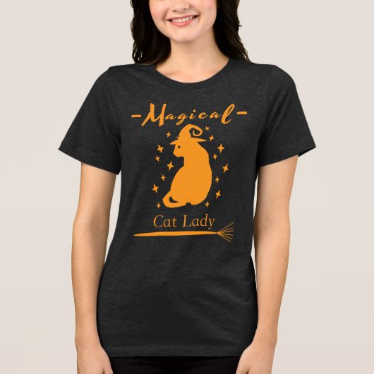 Magical Cat Lady Shirt Cute Halloween Shirt トライブレンドTシャツ (正面)