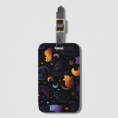 Magical Celestial Cat Pattern with Moons  ラゲッジタグ (正面縦)