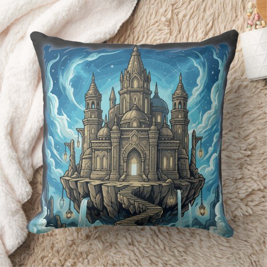 Magical Celestial Floating Castle In The Clouds クッション (ブランケット)