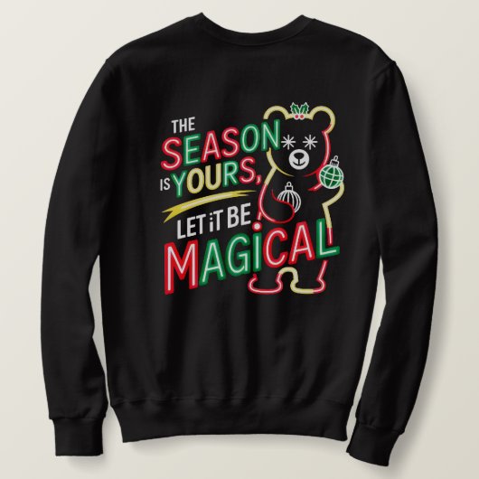 Magical Christmas Bear Festive Holiday Pullover  スウェットシャツ (デザイン裏面)