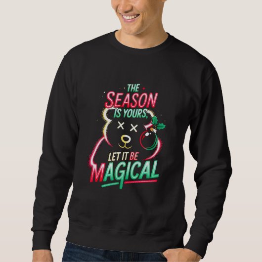 Magical Christmas Bear Festive Holiday Pullover  スウェットシャツ (正面)