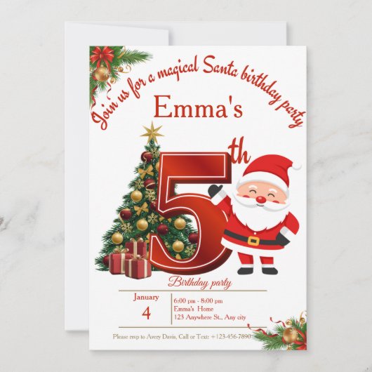 Magical Christmas Birthday Card for Girls サンキューカード (正面)