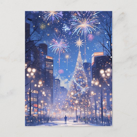 Magical Christmas City Fireworks Night ポストカード (正面)