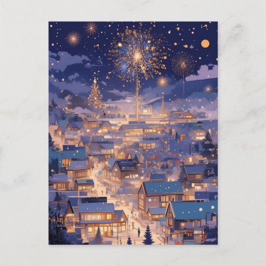 Magical Christmas City Fireworks Night ポストカード (正面)
