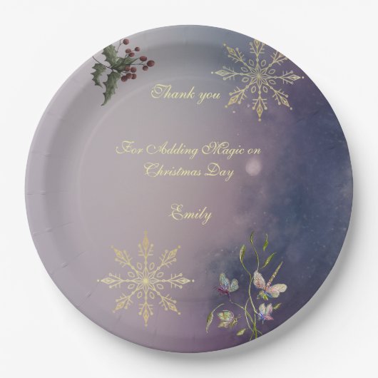 Magical Christmas Glow Christmas Birthday plates ペーパープレート (正面)