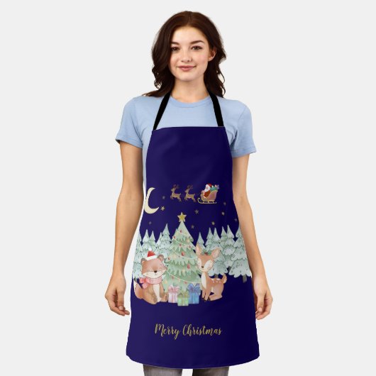 Magical Christmas Night in the Winter Forest エプロン (着用した状態)