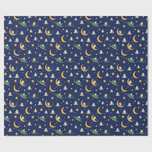 Magical Christmas Night Pattern ラッピングペーパー (フラット)