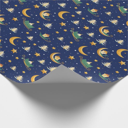 Magical Christmas Night Pattern ラッピングペーパー (角)