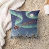 Magical Christmas Night Sky Throw Pillow Santa  クッション (ブランケット)