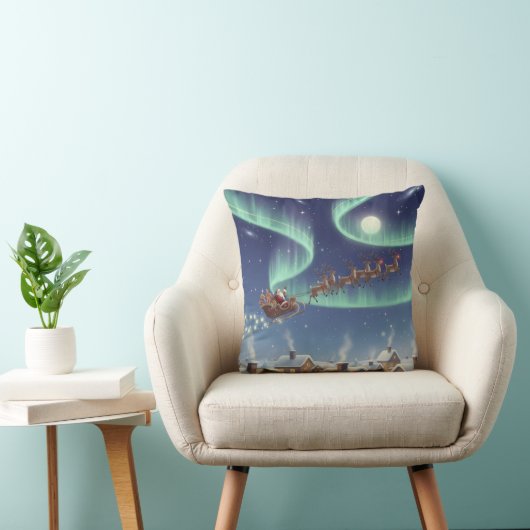 Magical Christmas Night Sky Throw Pillow Santa  クッション (椅子)