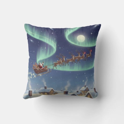 Magical Christmas Night Sky Throw Pillow Santa  クッション (裏面)