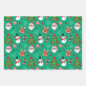 Magical Christmas – Santa, Reindeer & Snowflakes ラッピングペーパーシート (正面3)