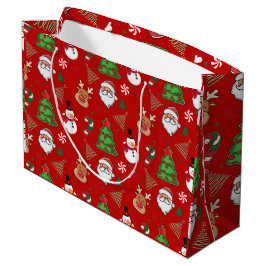 Magical Christmas – Santa, Reindeer & Snowflakes ラージペーパーバッグ