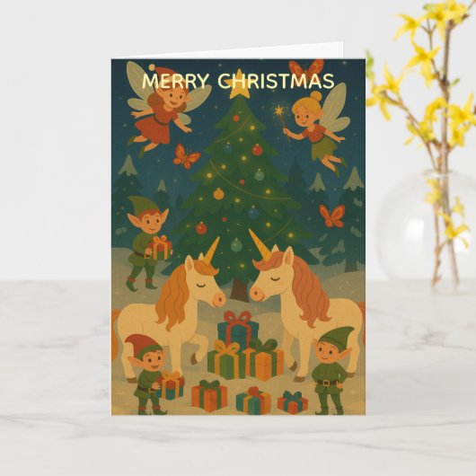 Magical Christmas Time Custom Christmas Greeting カード (黄色い花)