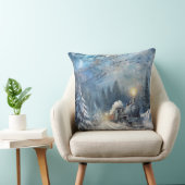 Magical Christmas Train Pillow – Vintage Winter クッション (椅子)