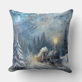 Magical Christmas Train Pillow – Vintage Winter クッション