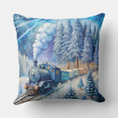 Magical Christmas Train Pillow – Vintage Winter クッション (裏面)