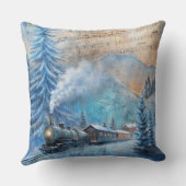 Magical Christmas Train Pillow – Vintage Winter クッション (裏面)