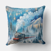 Magical Christmas Train Pillow – Vintage Winter クッション (裏面)