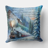 Magical Christmas Train Pillow – Vintage Winter クッション (裏面)