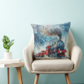 Magical Christmas Train Pillow – Vintage Winter クッション (椅子)