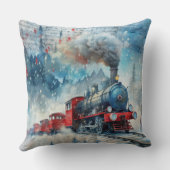 Magical Christmas Train Pillow – Vintage Winter クッション (裏面)