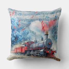 Magical Christmas Train Pillow – Vintage Winter クッション