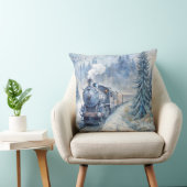 Magical Christmas Train Pillow – Vintage Winter クッション (椅子)