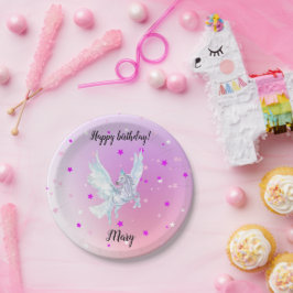 Magical color start white unicorn ペーパープレート