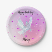 Magical color start white unicorn ペーパープレート (正面)