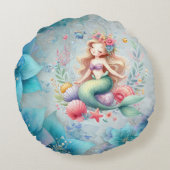 Magical colorful Mermaid Fintastic Birthday Gift ラウンドクッション (裏面)