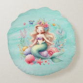Magical colorful Mermaid Fintastic Birthday Gift ラウンドクッション (裏面)