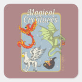 Magical Creatures Vintage Graphic スクエアシール (正面)
