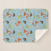 Magical Creatures Vintage Pattern シェルパブランケット (正面(横))