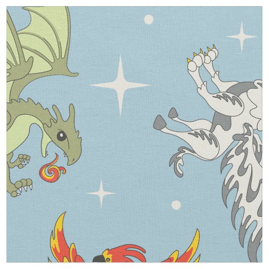 Magical Creatures Vintage Pattern ファブリック (クローズアップ)