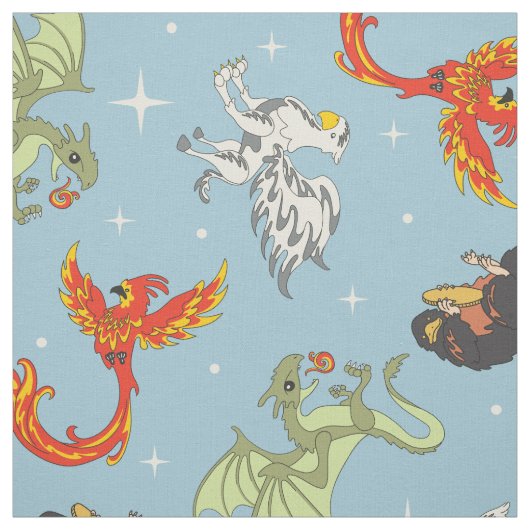 Magical Creatures Vintage Pattern ファブリック (見本)