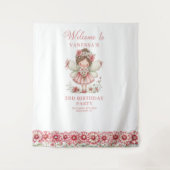 Magical Cute Fairy Pastel Pink 3 Birthday Backdrop タペストリー (正面)