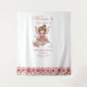 Magical Cute Pink Fairy 3rd Birthday Backdrop タペストリー (正面)