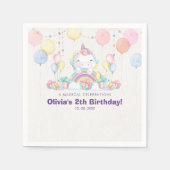 Magical cute unicorn girl birthday celebration スタンダードカクテルナプキン (正面)