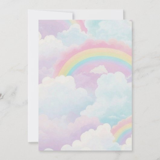 Magical Cute Unicorn Rainbow  1st Birthday  招待状 (裏面)