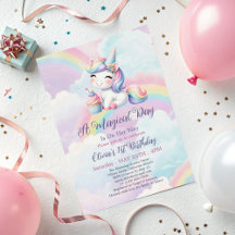 Magical Cute Unicorn Rainbow  1st Birthday 