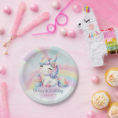 Magical Cute Unicorn Rainbow Birthday  ペーパープレート (パーティー)