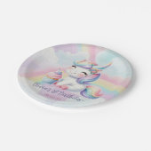 Magical Cute Unicorn Rainbow Birthday  ペーパープレート (アングル)