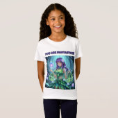 Magical Cyber Forest Fairy Girl T-Shirt for Kids Tシャツ (正面フル)