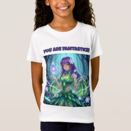 Magical Cyber Forest Fairy Girl T-Shirt for Kids Tシャツ