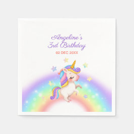 Magical Day Rainbow Stars Unicorn Birthday  スタンダードカクテルナプキン
